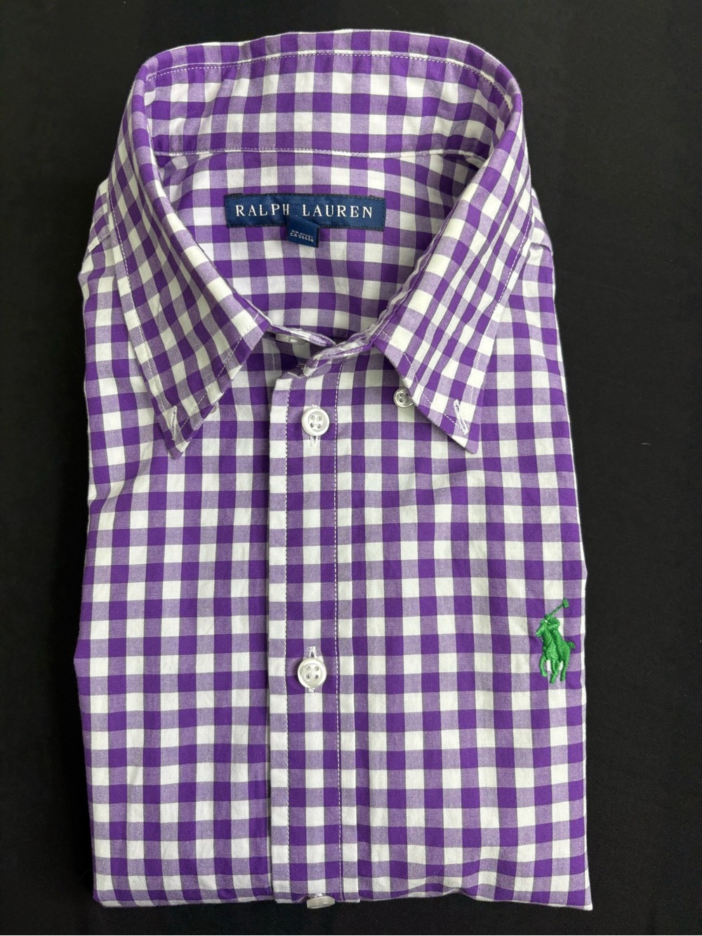 💜Men’s Ralph Lauren Purple and White Gingham Button-Down Shirt.